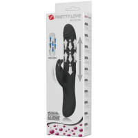 Вибромассажер Byron с клиторальным стимулятором и движущимися в стволе шариками черный