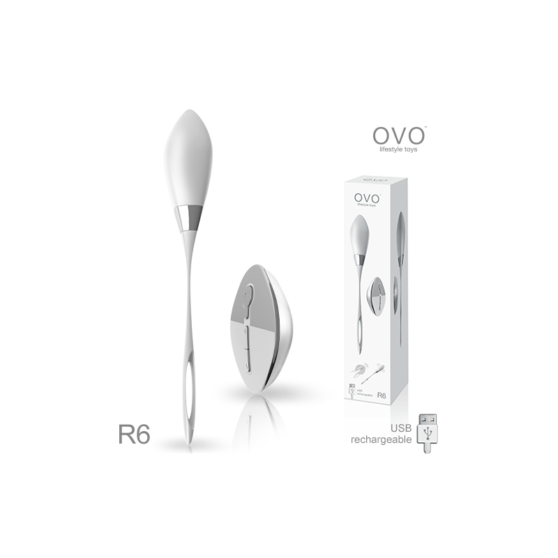 Виброяйцо Ovo R6 на дистанционном пульте управления белое