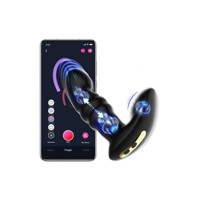 Универсальный смарт-стимулятор с вибрацией и поступательными движениями Magic Motion Jive черный