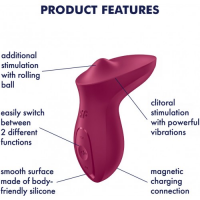 Клиторальный вибромассажер с плавающим стимулятором Satisfyer Exciterrr бордовый