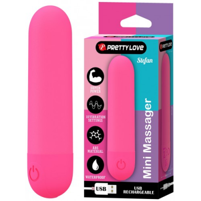 Перезаряжаемая вибропуля Pretty Love Stefan с 10 режимами вибрации малиновая