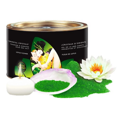 Соль мёртвого моря Shunga Bath Salts Lotus Flower + свеча, 600 гр.