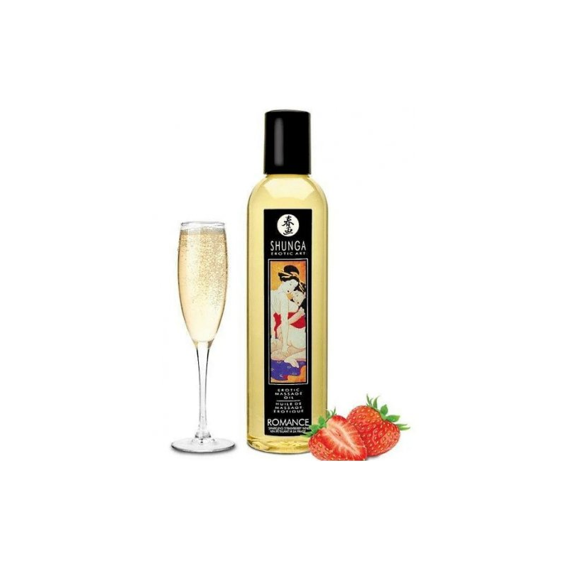 Возбуждающее массажное масло Shunga Romance Sparkling клубника с шампанским 250 мл