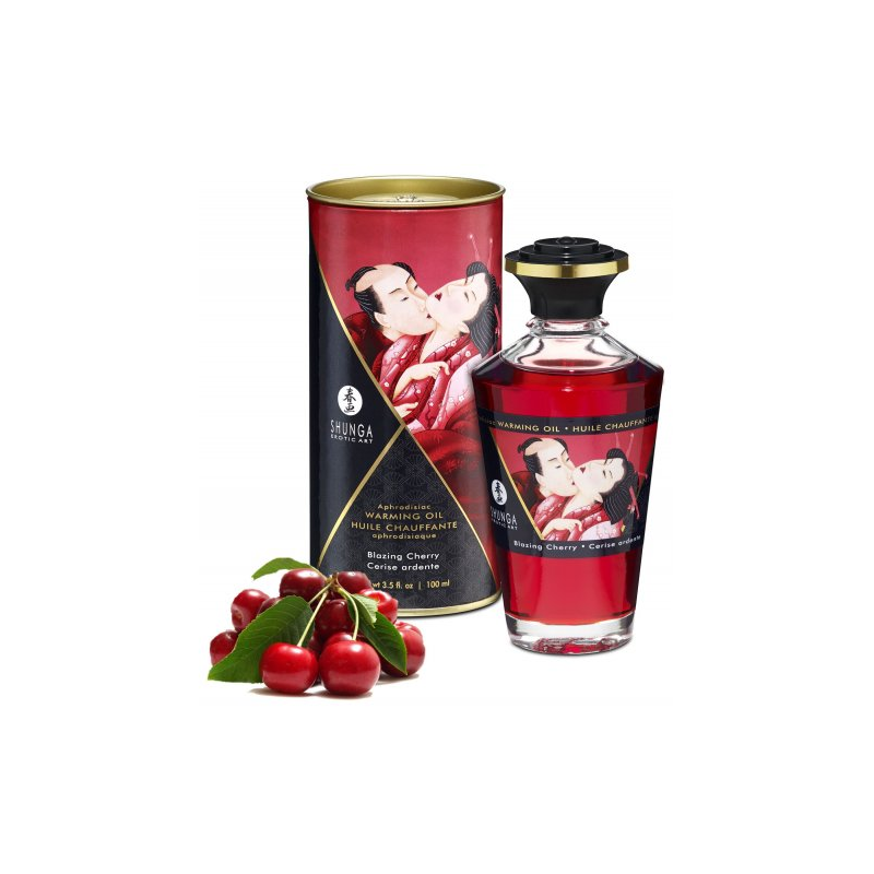 Разогревающее массажное масло Shunga Blazing Cherry c ароматом вишни 100 мл