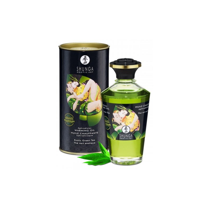 Разогревающее массажное масло Shunga Exotic Green Tea c ароматом зеленого чая 100 мл