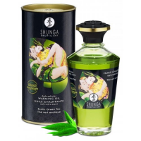 Разогревающее массажное масло Shunga Exotic Green Tea c ароматом зеленого чая 100 мл