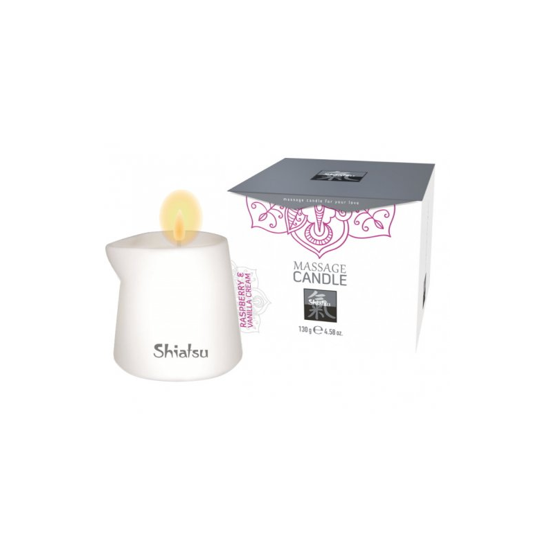 Массажная аромасвеча Shiatsu с ароматом малины и ванильного крема 130 гр