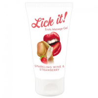 Массажное масло с ароматом клубники c шампанским Erotic Massage Gel Sparkling Wine and Strawberry 50 мл