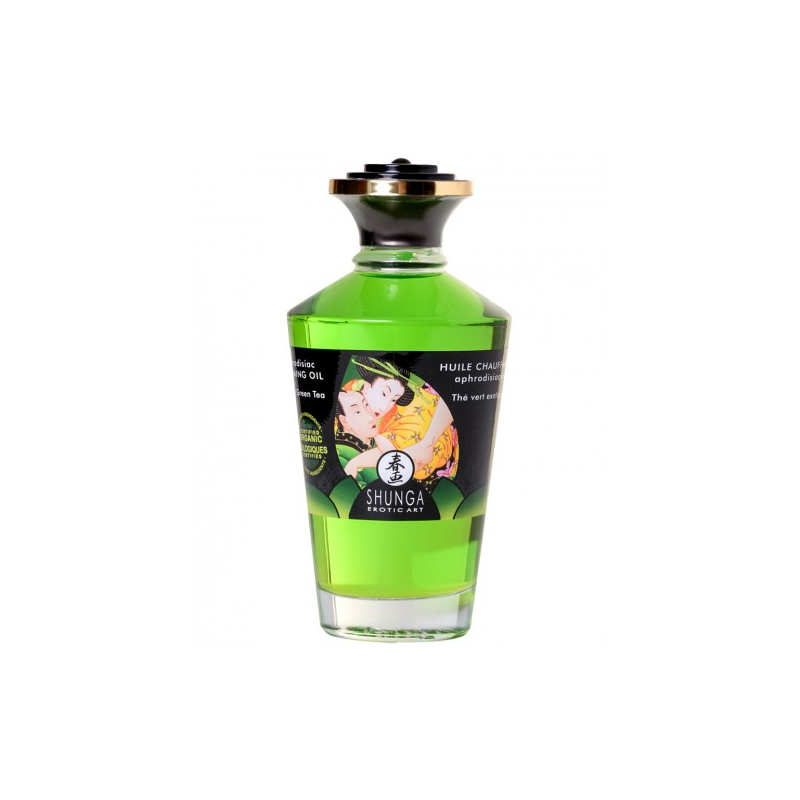 Разогревающее массажное масло c ароматом зеленого чая Shunga Exotic Green Tea 100 мл