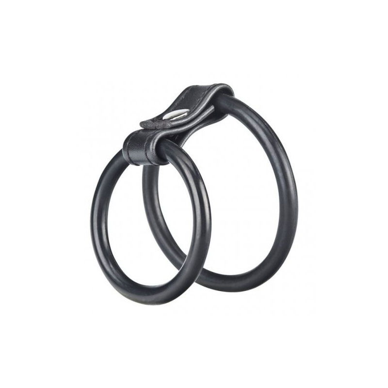 Двойное черное эрекционное кольцо на пенис и мошонку