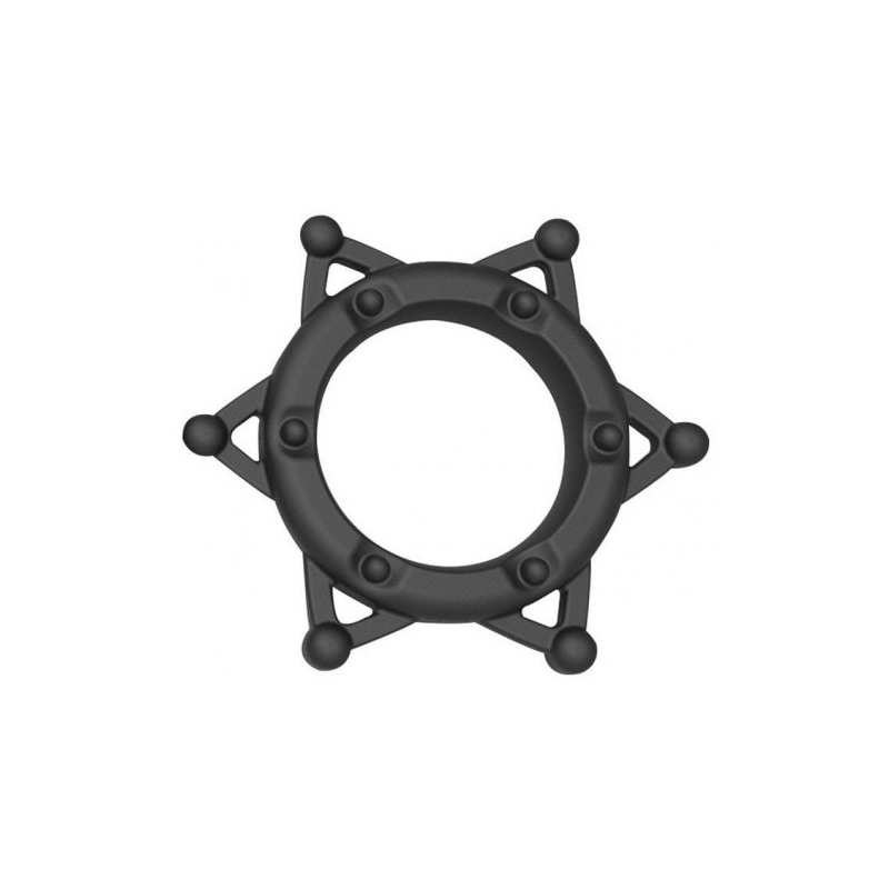 Черное рельефное эрекционное кольцо