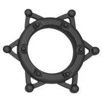 Черное рельефное эрекционное кольцо