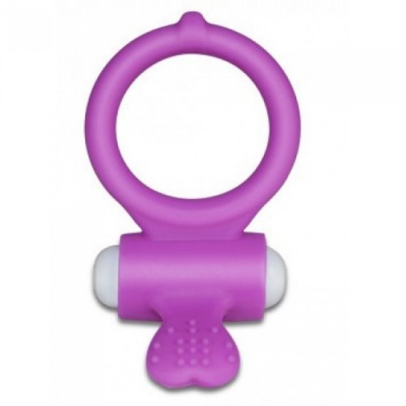 Виброкольцо пурпурное Power Heart Clit Cockring