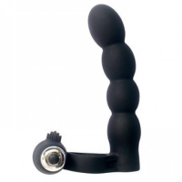 Вибро-кольцо для двойного проникновения Trinity Fun - Lover's Beads черное