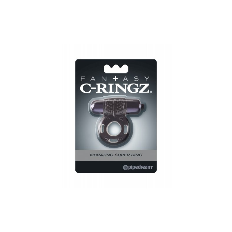 Эрекционное кольцо с вибрацией Fantasy C-Ringz Vibrating Super Ring черного цвета