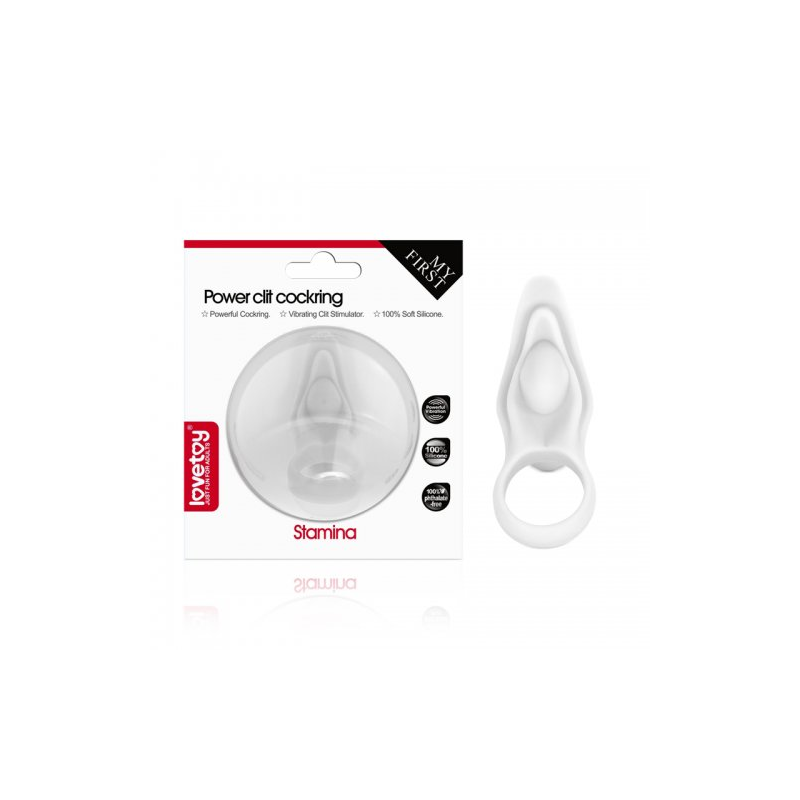 Виброкольцо Power Clit Silicone Cockring белое