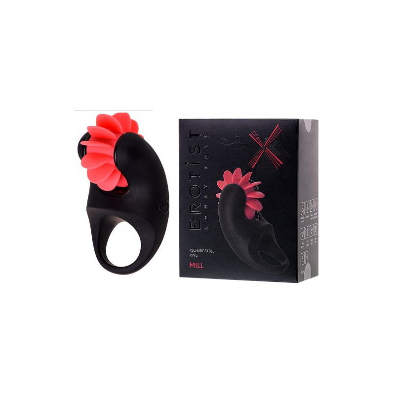 Виброкольцо Erotist Mill с ротацией, черное