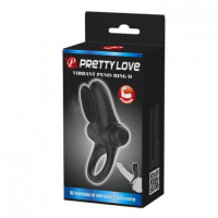 Эрекционное кольцо Pretty Love Vibrant Penis Ring II с клиторальной вибро-щеточкой черное