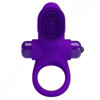 Эрекционное кольцо Pretty Love Vibrant Penis Ring II с клиторальной вибро-щеточкой фиолетовое
