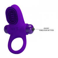 Эрекционное кольцо Pretty Love Vibrant Penis Ring II с клиторальной вибро-щеточкой фиолетовое