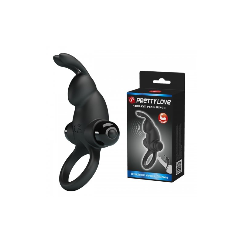 Эрекционное виброкольцо Pretty Love Vibrant Penis Ring I с клиторальным стимулятором черное