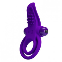 Двойное эрекционное виброкольцо Pretty Love Vibrant Penis Ring с язычком фиолетовое