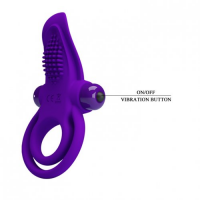 Двойное эрекционное виброкольцо Pretty Love Vibrant Penis Ring с язычком фиолетовое