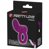 Виброкольцо с клиторальным стимулятором Pretty Love Cobra розовое