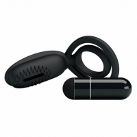 Двойное эрекционное кольцо с клиторальной вибро-щеточкой