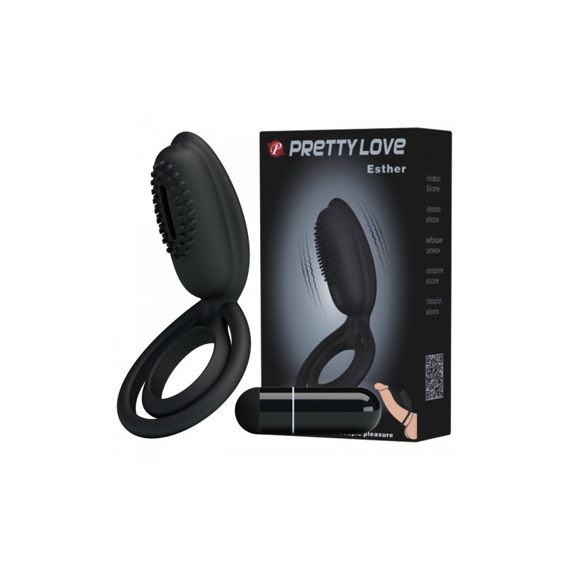 Двойное эрекционное кольцо с клиторальной вибро-щеточкой