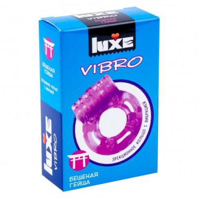 Виброкольцо с презервативом Luxe Vibro Бешеная Гейша