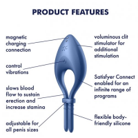 Эрекционное смарт-кольцо Satisfyer Bullseye синее