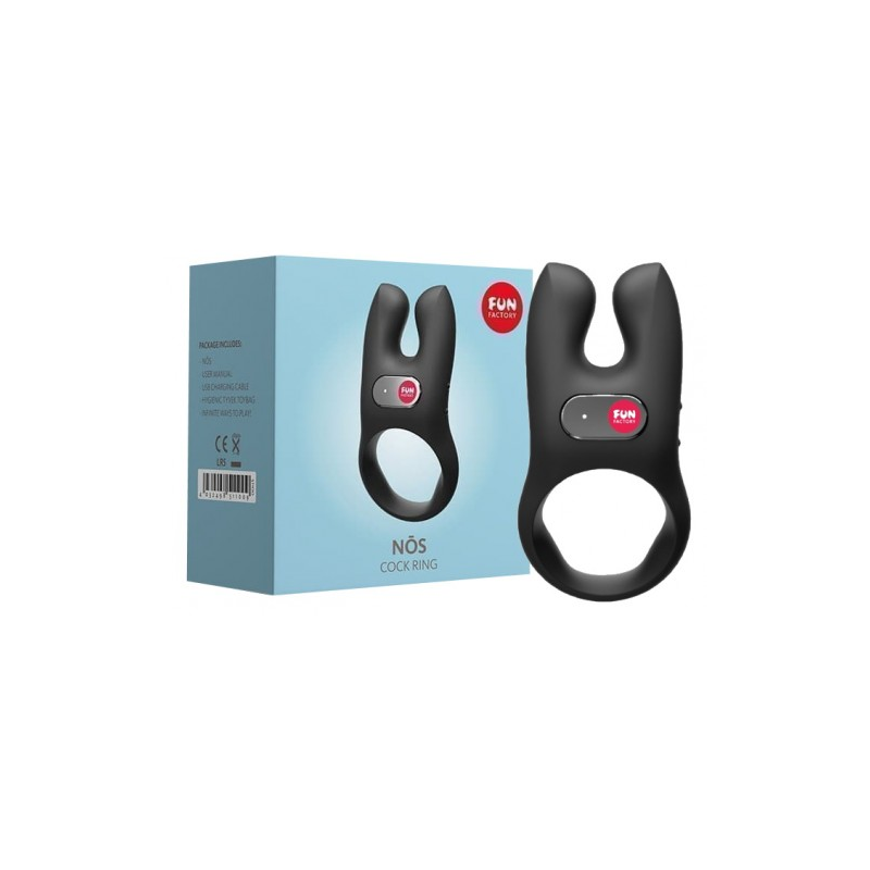 Эрекционное виброкольцо Fun Factory Nos с клиторальным стимулятором черное