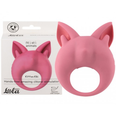 Перезаряжаемое кольцо для клиторальной стимуляции Mimi Animals Kitten Kiki Pink