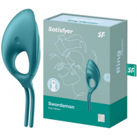 Эрекционное кольцо-лассо с вибрацией Satisfyer Swordsman цвета морской волны