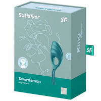 Эрекционное кольцо-лассо с вибрацией Satisfyer Swordsman цвета морской волны