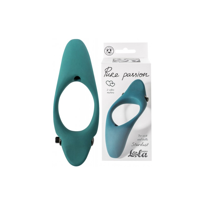 Эрекционное кольцо с двойной вибростимуляцией Pure Passion Stardust Green
