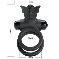 Эрекционное виброкольцо Pretty Love Passionate Ring с петлей на мошонку черное