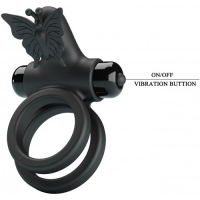 Эрекционное виброкольцо Pretty Love Passionate Ring с петлей на мошонку черное
