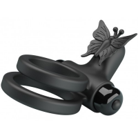 Эрекционное виброкольцо Pretty Love Passionate Ring с петлей на мошонку черное