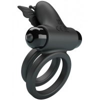 Эрекционное виброкольцо Pretty Love Passionate Ring с петлей на мошонку черное