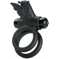 Эрекционное виброкольцо Pretty Love Passionate Ring с петлей на мошонку черное