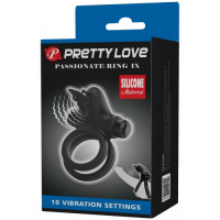 Эрекционное виброкольцо Pretty Love Passionate Ring с петлей на мошонку черное