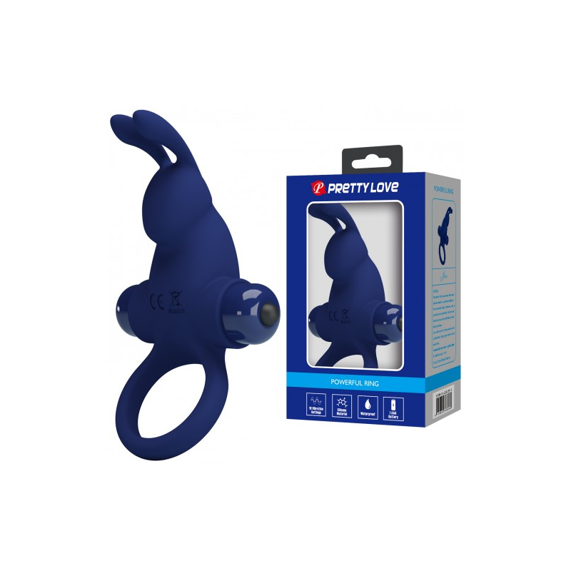 Эрекционное виброкольцо Pretty Love Vibrant Penis Ring I с клиторальным стимулятором синее