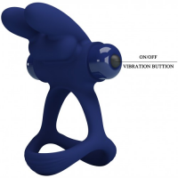 Эрекционное виброкольцо Pretty Love Powerful Ring с петлей на мошонку синее