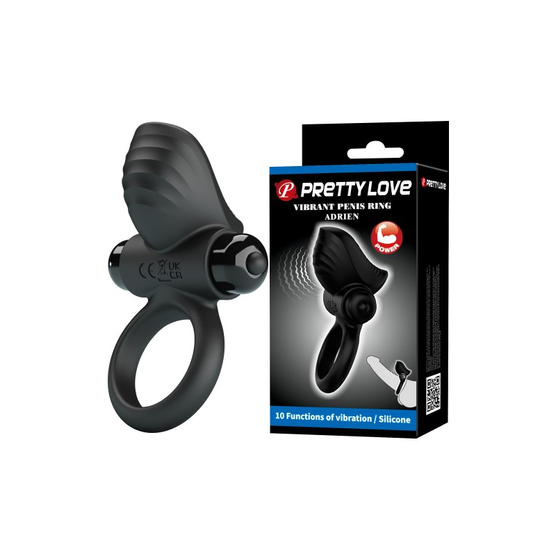 Эрекционное виброкольцо Pretty Love Vibrant Penis Ring Adrien черное