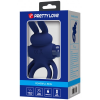 Эрекционное виброкольцо Pretty Love Vibrant Penis Ring III с петлей на мошонку синее