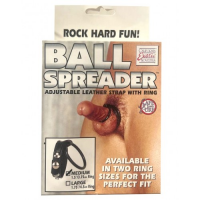 Кожаная утяжка на пенис с силиконовым эрекционным кольцом Ball Spreader