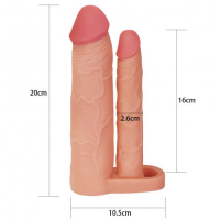 Удлиняющая насадка +5 см на член для двойного проникновения Pleasure X Tender Double Penis Sleeve