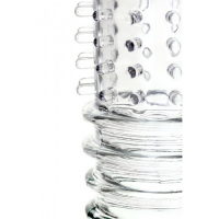 Прозрачная насадка на пенис с точечно-ребристым рельефом Toyfa Baldi